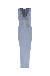 Long ribbed tank dress Blue front view