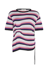 Short-sleeved striped jumper Pink front view