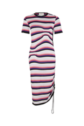 Short-sleeved striped dress Pink front view