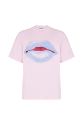 T-shirt col rond manches courtes en jersey de coton Doll pink vue de face