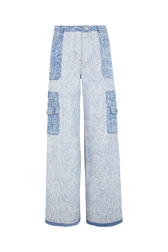 Pantalon cargo en denim zèbre Bleu vue de face