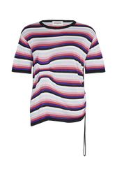 Short-sleeved striped jumper Pink front view