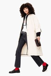 Punch Needle Embroidered Coat Ecru front worn view