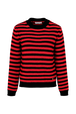 Pullover Big Poor Boy rayé femme Raye noir/rouge vue de face