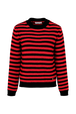 Women Big Poor Boy Striped Sweater Black/red front view