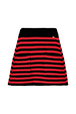 Women Big Poor Boy Striped A-line Skirt Black/red front view