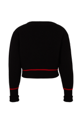Wool Knit Boat-Neck Sweater Black back view
