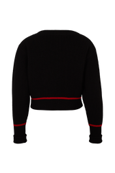 Boat-Neck Jumper With Curved Long Sleeves Black back view