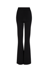 Knit High-Waisted Flare Trousers Black back view