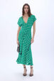 Star-print viscose midi dress Stars green front worn view