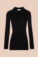 Women Ribbed Knit Cardigan Black front view