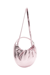 Sac Domino médium en cuir métallique Rose vue de dos