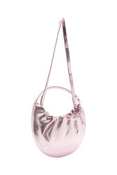 Medium Domino bag in metallic leather Pink back view