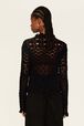 Women Openwork Sweater Black back worn view