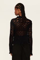 Women Openwork Sweater Black back worn view