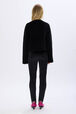 High-waisted velvet stirrup pants Black back worn view