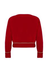 Boat-Neck Jumper With Curved Long Sleeves Red back view