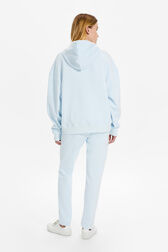 Women Signature Multicolor Oversized Hoodie Baby blue back worn view