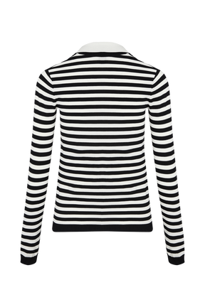 Chemise maille rayée femme Ecru vue de dos