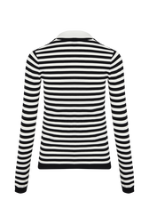 Women Striped Knit Shirt Ecru back view