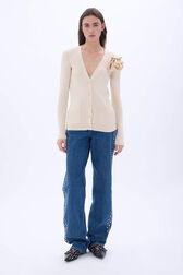 Cardigan col rond détail fleur Vanilla vue portée de face