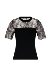 Lace t-shirt Black front view
