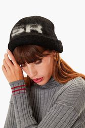 Baby Alpaca Beanie Grey front worn view