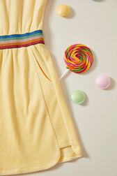 Robe courte fille velours Jaune clair vue de détail 2