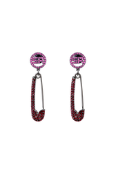 Boucles d'oreilles pendantes Precious pin rose Bordeaux vue de face