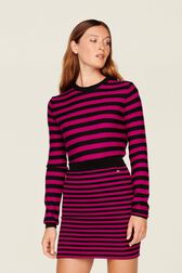Mini jupe chaussette rayée femme Raye noir/fuchsia vue de détail 1
