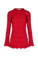 Robe courte rayures ajourées femme Raye fuchsia/corail vue de face