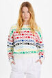 Pull rayé multicolore femme Multico blanc vue de détail 1