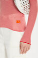 Long-sleeved crew-neck top in cotton and silk Red/white details view 1