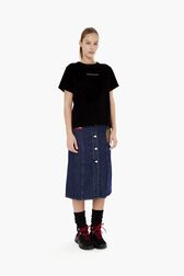 Women Velvet T-shirt Black details view 1