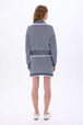 Mini striped sailor skirt in blended cotton Striped white/blue back worn view