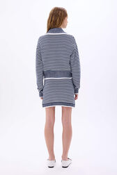 Mini striped sailor skirt in blended cotton Striped white/blue back worn view