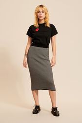 Women Houndstooth Midi Skirt Black details view 1