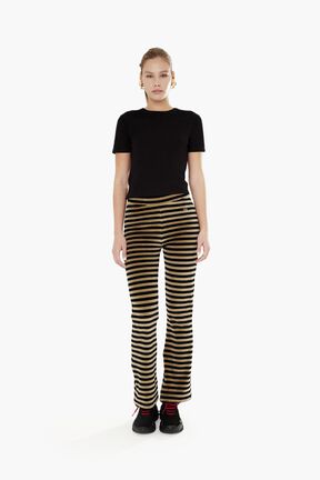 Pantalon Flare Velours Rykiel Rayé Noir vue portée de face
