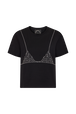 Short-sleeve trompe l'oeil t-shirt Black front view