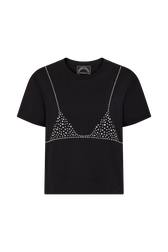 T-shirt manches courtes trompe l'oeil Noir vue de face