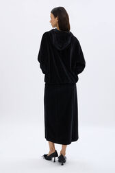 Velvet hoodie Black back worn view