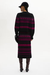Long-Sleeved Crew-Neck Jumper Fuchsia back worn view