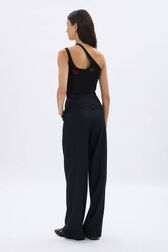 Asymmetrical jersey tank top Black back worn view