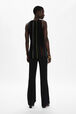 Women Pleated Tank Top Black back worn view