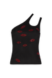 Top débardeur asymétrique en jersey Noir vue de face