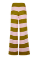 Pantalon ajouré bicolore rayé femme Raye baby pink/kaki vue de dos