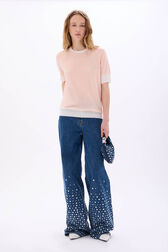 Pull manches courtes épingle Peach vue portée de face
