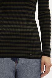 Striped Long-Sleeved Crew Neck Sweater Striped black/khaki details view 2