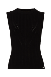 Sleeveless Crew-Neck Jumper Black front view