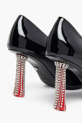 Black Patent Leather Pumps With Rhinestone Heels Black details view 2